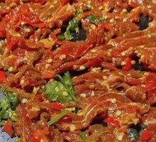 Sliced Beef with Green and Red Peppers