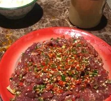 Sliced Beef with Green and Red Peppers