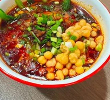 Handmade Broad Noodles with Pea and Pork Sauce