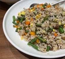 Red Quinoa and Pickled Green Bean Beef Fried Rice
