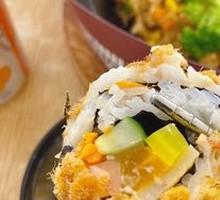 Egg Yolk and Pork Floss Seaweed Rice Roll