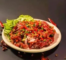 Sliced Beef with Green and Red Peppers