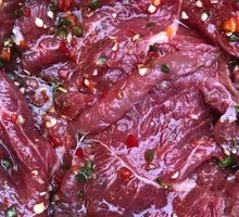 Sliced Beef with Green and Red Peppers