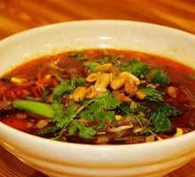 Spicy Chicken Offal Noodles with Pickled Chili
