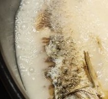 Freshly Simmered Fish Soup Pot with Ingredients