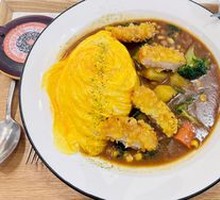 Fried Shrimp Cutlet Curry Omelette Rice